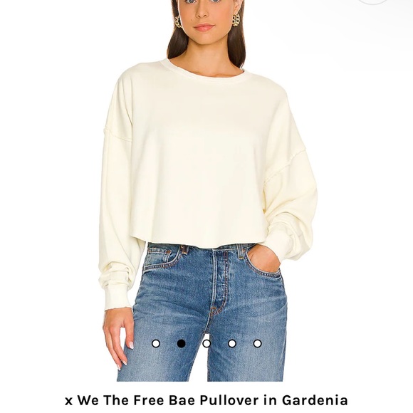 FREE PEOPLE Crop Top Cinch Cut Out Back Oversize Pullover Sweatshirt Boho Lounge - Picture 3 of 15